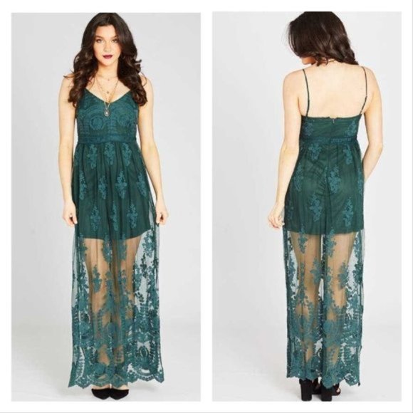 nwt altar'd state green apolini lace maxi dress - Picture 2 of 2